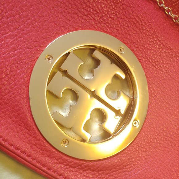 11x6 Tory Burch Orange Leather Amanda Logo Crossbody Bag REPLACED CHAIN STRAP - Picture 9 of 13
